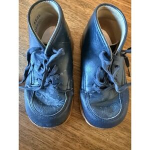 Stride Rite Hard Sole Baby Shoes Size 5-1/2 EE Blue Leather Vintage